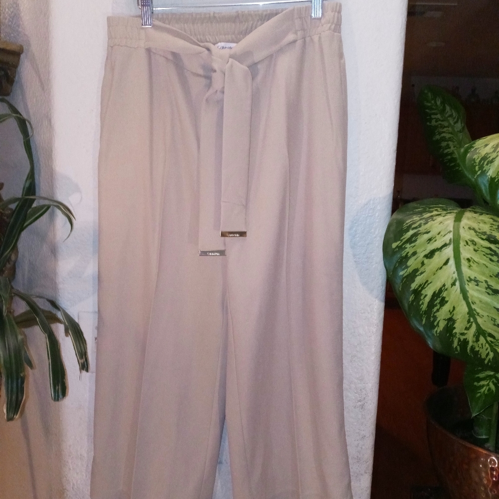 Beige wide leg pants